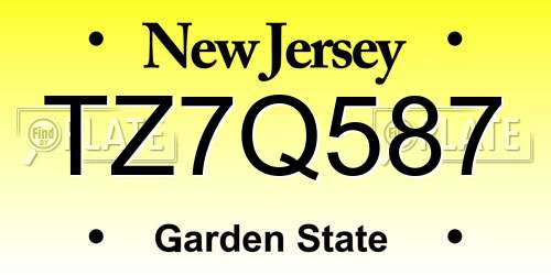 TZ7Q587 New Jersey License Plate