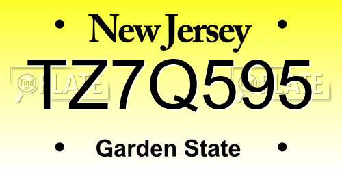 TZ7Q595 New Jersey License Plate