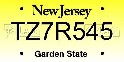 TZ7R545 New Jersey License Plate