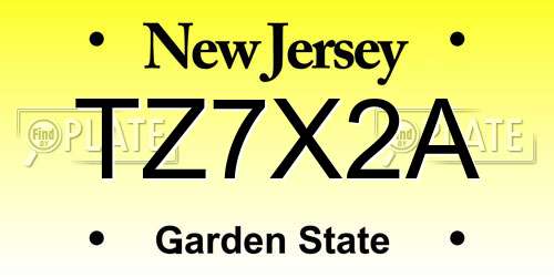 TZ7X2A New Jersey License Plate