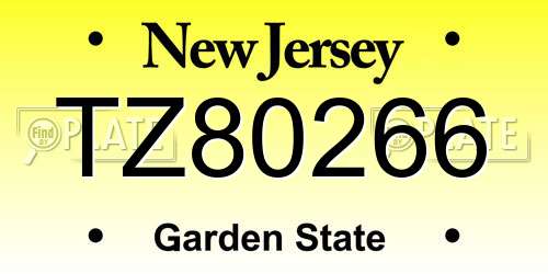 TZ80266 New Jersey License Plate