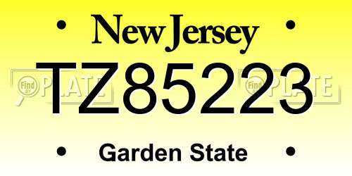 TZ85223 New Jersey License Plate