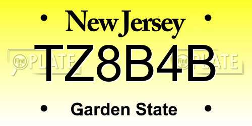 TZ8B4B New Jersey License Plate
