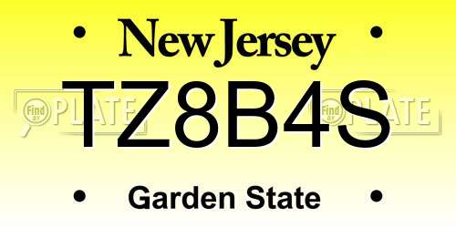 TZ8B4S New Jersey License Plate