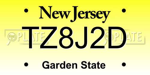 TZ8J2D New Jersey License Plate