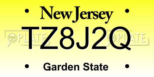 TZ8J2Q New Jersey License Plate