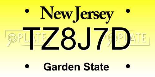TZ8J7D New Jersey License Plate