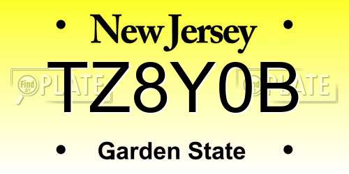 TZ8Y0B New Jersey License Plate