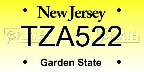 TZA522 New Jersey License Plate