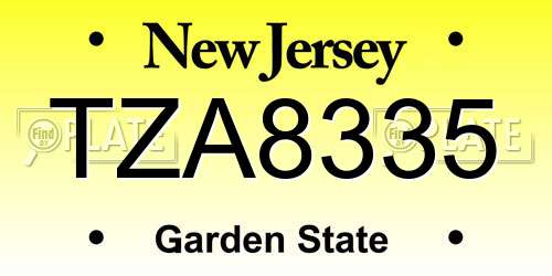 TZA8335 New Jersey License Plate