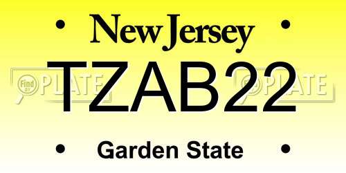 TZAB22 New Jersey License Plate