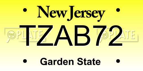 TZAB72 New Jersey License Plate