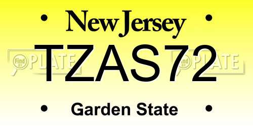 TZAS72 New Jersey License Plate