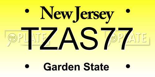 TZAS77 New Jersey License Plate
