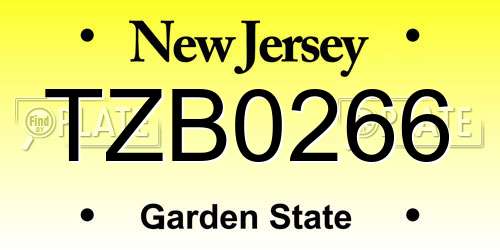 TZB0266 New Jersey License Plate