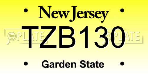 TZB130 New Jersey License Plate