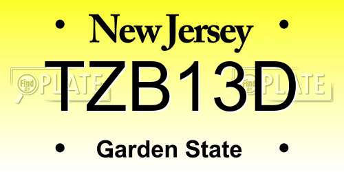 TZB13D New Jersey License Plate