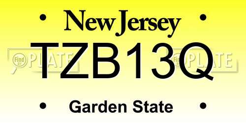TZB13Q New Jersey License Plate