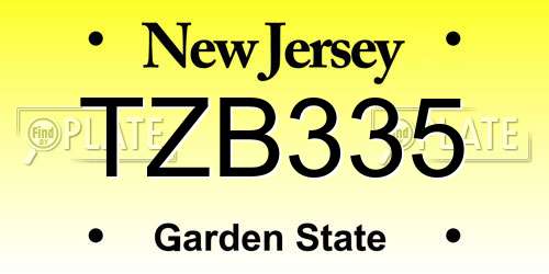 TZB335 New Jersey License Plate