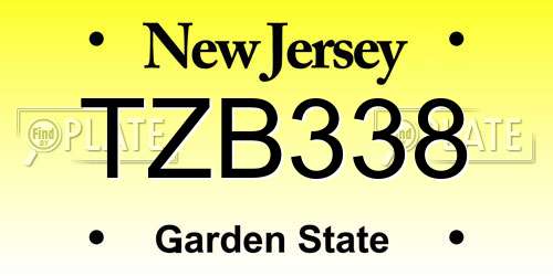 TZB338 New Jersey License Plate