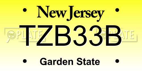 TZB33B New Jersey License Plate
