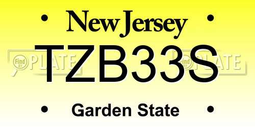TZB33S New Jersey License Plate