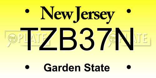 TZB37N New Jersey License Plate