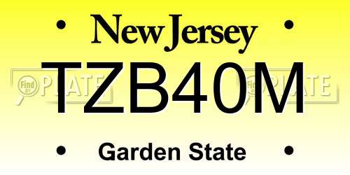 TZB40M New Jersey License Plate