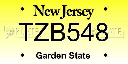 TZB548 New Jersey License Plate