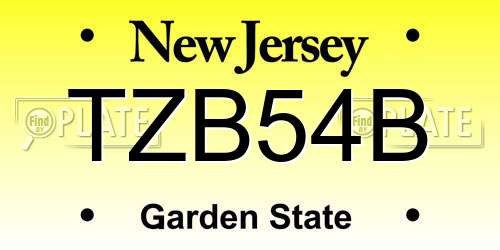 TZB54B New Jersey License Plate