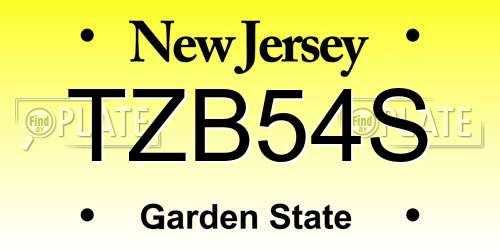 TZB54S New Jersey License Plate