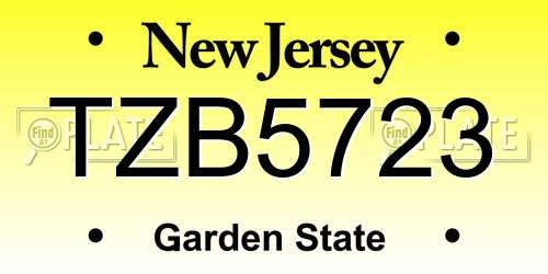 TZB5723 New Jersey License Plate