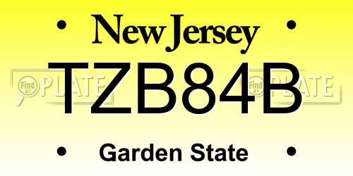 TZB84B New Jersey License Plate