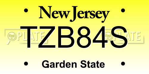 TZB84S New Jersey License Plate