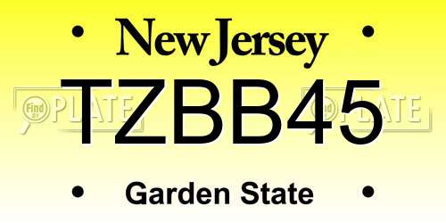 TZBB45 New Jersey License Plate