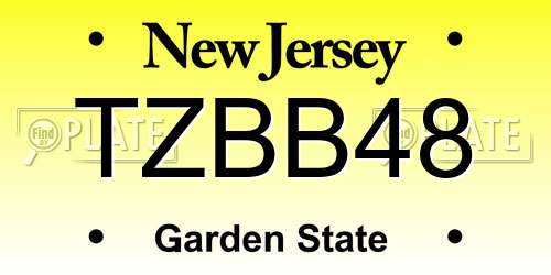 TZBB48 New Jersey License Plate