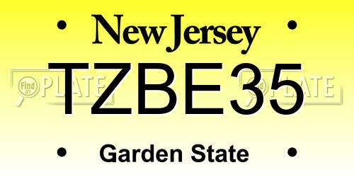 TZBE35 New Jersey License Plate