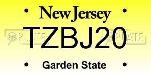 TZBJ20 New Jersey License Plate