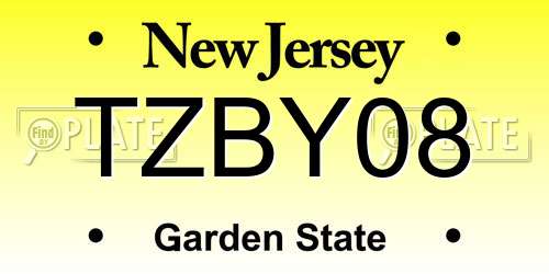 TZBY08 New Jersey License Plate
