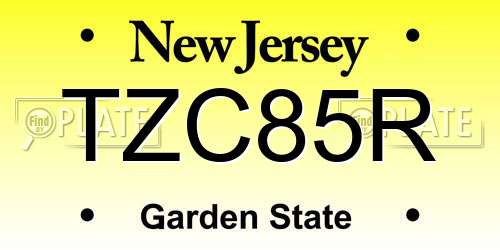 TZC85R New Jersey License Plate