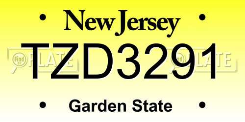 TZD3291 New Jersey License Plate