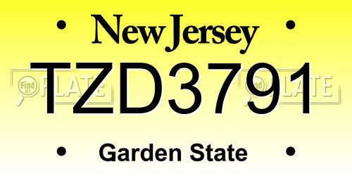TZD3791 New Jersey License Plate