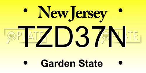 TZD37N New Jersey License Plate