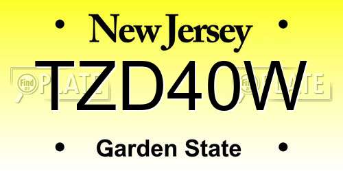 TZD40W New Jersey License Plate