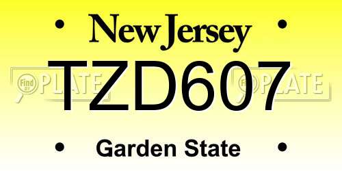 TZD607 New Jersey License Plate
