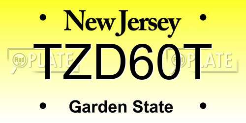 TZD60T New Jersey License Plate