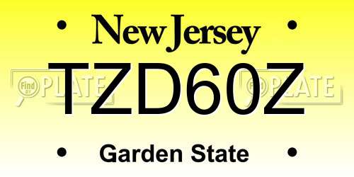 TZD60Z New Jersey License Plate