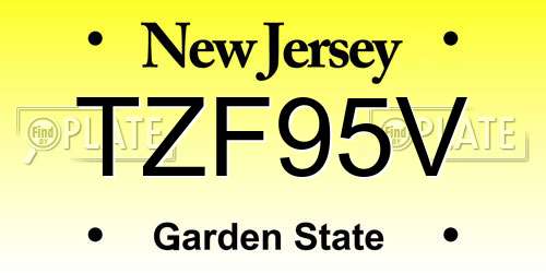 TZF95V New Jersey License Plate