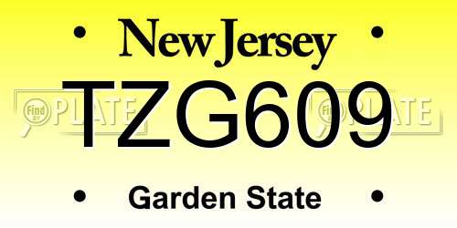 TZG609 New Jersey License Plate