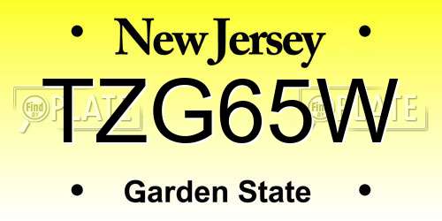 TZG65W New Jersey License Plate
